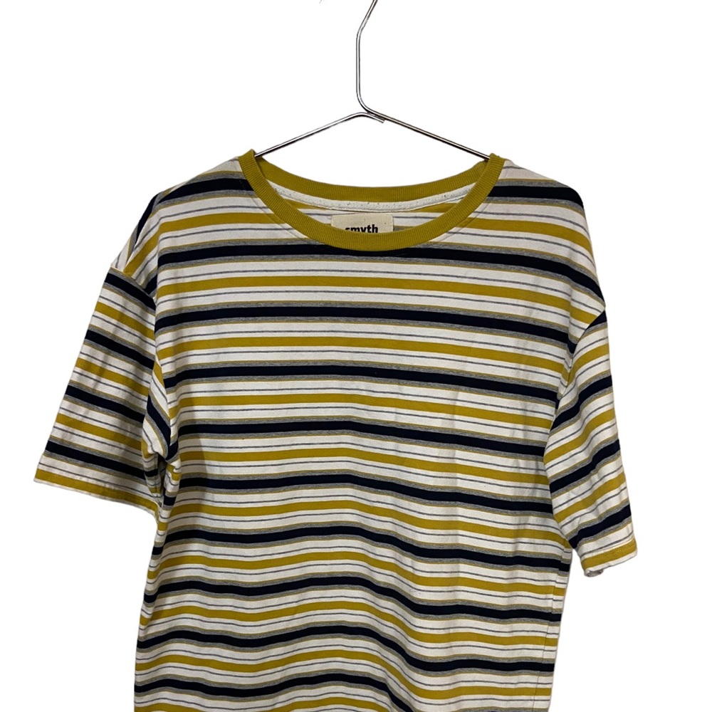 Retro High End Thick Striped SMYTH White & Green Men’s XL T-Shirt MINTY